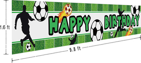 Large Soccer Happy Birthday Banner, World Cup Sports Themed Party Decorations, 9.8 x 1.6 Feet