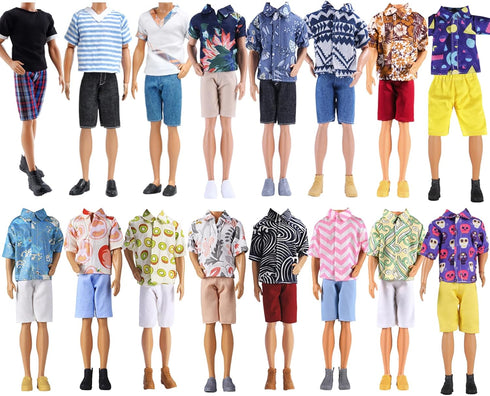15pcs Pack 5pcs 5pcs +5 12inches E-TING Fashion Clothes = Casual Outfit + Pants Pairs Shoes for Boy Doll Random Style