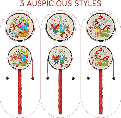 Toyvian 9 pcs Monkey Drum Hand Rattle, Educational Twist Drum Percussion Instrument with Random Pattern