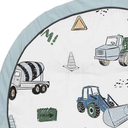 Tummy Sweet Jojo Designs Construction Truck Boy Baby Playmat Time Infant Play Mat - Grey Yellow Black Blue and Green