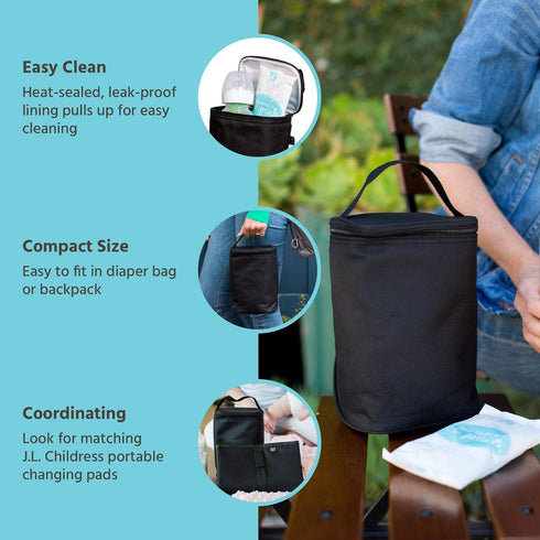 Pack 2-4 J.L. Childress TwoCOOL Breast Milk Cooler Travel Bag - Insulated Baby Bottle Storage Bag, Portable Organizer
