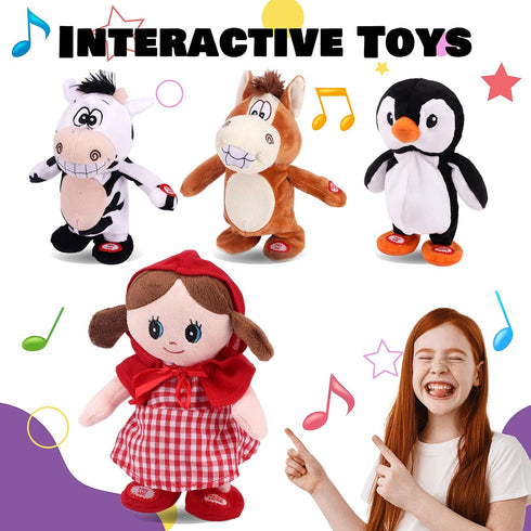 Hopearl Talking Singing Donkey - Walking Electric Interactive Animated Toy that Repeats What You Say, 8'' Plush Buddy