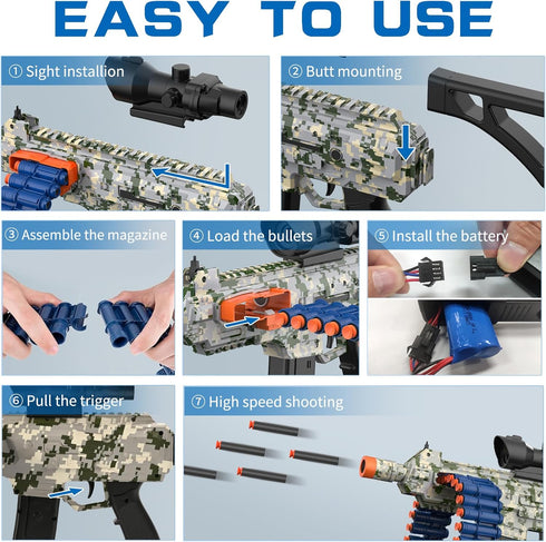 Electric Automatic Toy, JakMean Toy Blaster with 30 Dart Clips and 100 Foam Darts for Outdoor Shooting Games