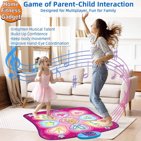 3-12, 3 SUNLIN Dance Mat - Rhythm Step Play Mat - Dance Game Toy Pad with LED Lights, Gift for Kids Girls Adjustable