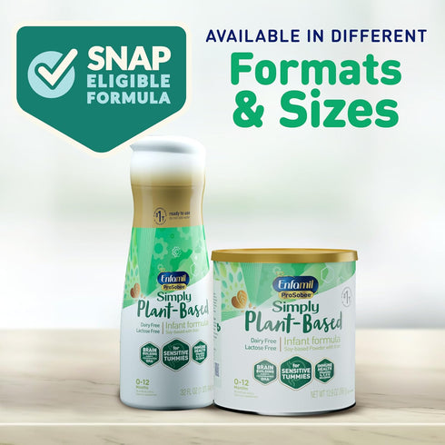 Enfamil Prosobee Plant Based Baby Formula, 20.9 Oz Can, for Sensitive Tummies, Soy-based Protein, Lactose-free, Gluten