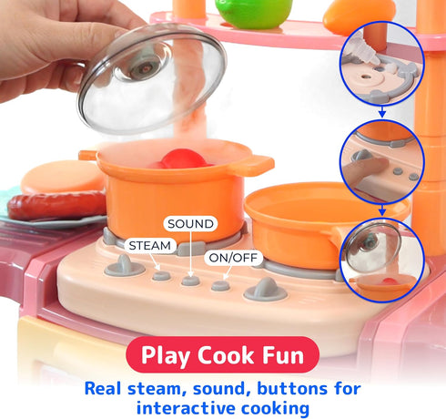 Set Playset Prextex Plastic Pretend Girls Play Kitchen - Multi-Color Kitchen with Dishwasher and Oven - Stove
