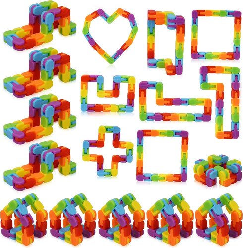 Wacky Track Fidget Toys Bulk 30 Pack Rainbow Snap and Click Twisty
