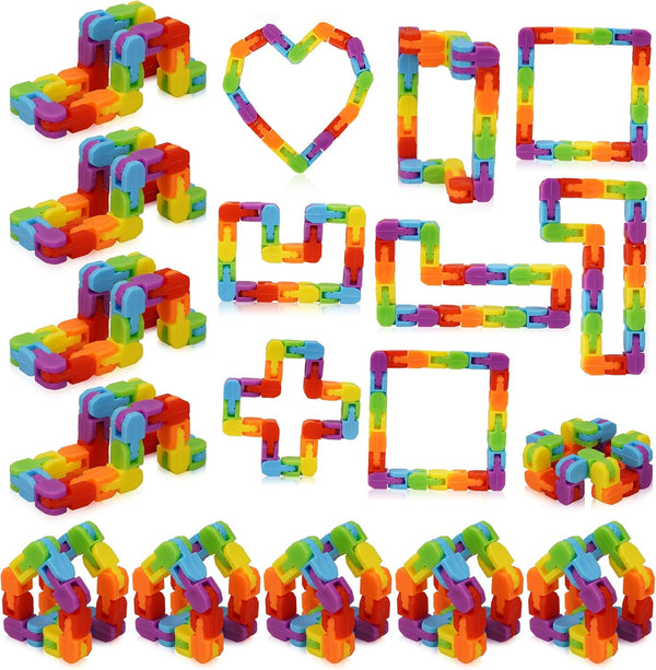 Wacky Track Fidget Toys Bulk 30 Pack Rainbow Snap and Click Twisty