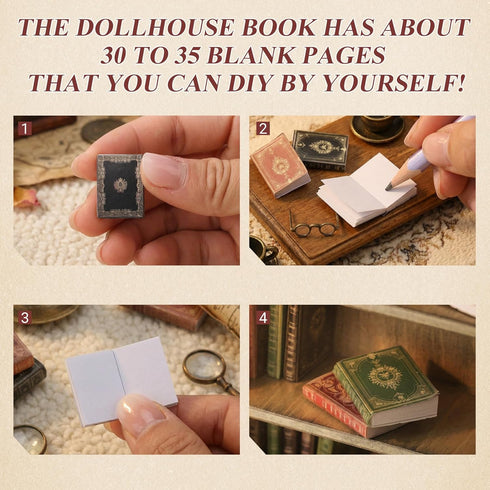 36 1:12 1 Bookcase,4 Pcs Scale Miniatures Dollhouse Books and Wooden Floors Furniture Display Bookshelf Cabinet Mini