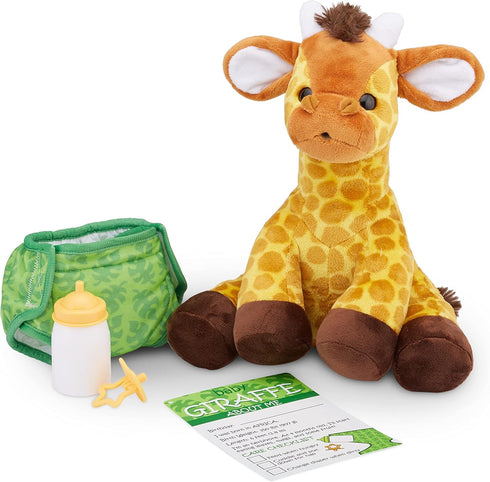 Melissa & Doug 11-Inch Baby Giraffe Plush Stuffed Animal - Includes Pacifier, Diaper, and Baby Bottle