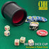 CHH SS-CQG-7815 Deluxe Leather Like Dice Cup, Black/Cream Color with 5 Poker Dice