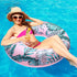 2 Pcs Large Float Tube 47.24 Inches, Inflatable Pool Floats Jumbo Tropical Leaves Pool Tube for Adults Kids Summer