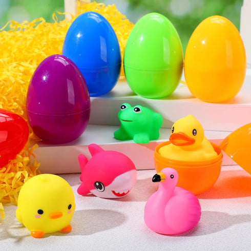 6 JOYIN Pcs Prefilled Easter Eggs with Floating Animal Light-up Bath Toys, Luminous Bathtub Toys for Kids Easter Eggs