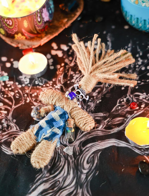 Set Voodoo Doll Real Handmade Creepy Dolls Horror Voodoo Supplies Skull Witches Poppet for Halloween Birthday Christmas