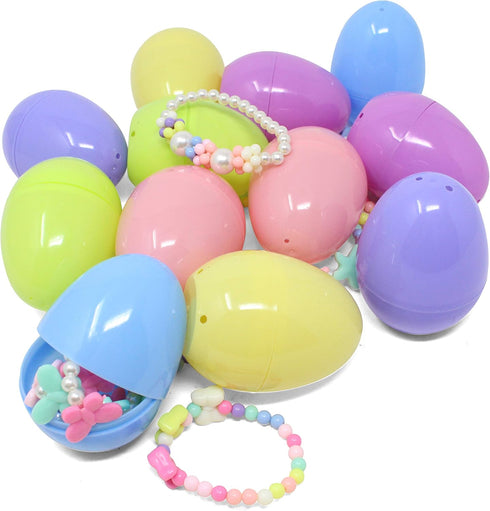 12 Pack Set JOYIN Prefilled Easter Eggs with Jewelry Toys, Different Designs of Necklaces and Bracelets Girls Jewelry