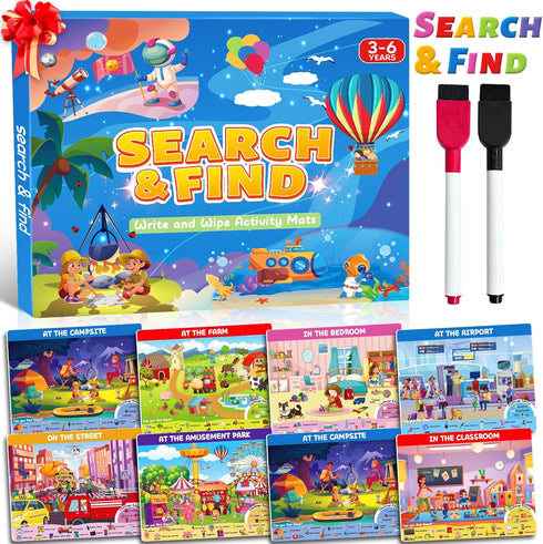 Search and Find Activity Books for Kids Ages 3-5, Car Airplane Travel