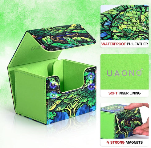 Deck Box for MTG Cards, Trading Card Storage Box Holds 120+ Sleeved Commander Deck, PU Leather