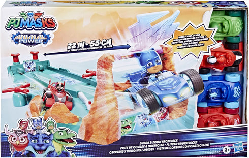 PJ Masks Animal Power Smash and Zoom Racetrack Toy, Zoomzania Raceway Vehicle Playset with 4 Cars for Kids Ages 3+