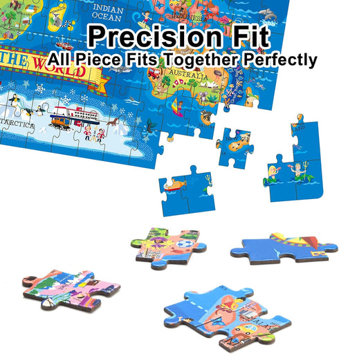 World Map Puzzle - 200 Pieces for Kids & Adults - Educational Geography Jigsaw Puzzle