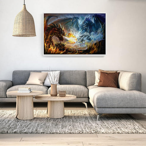 1000 (27.5"x 19.7") Puzzles for Adults Piece Jigsaw Puzzles Fire Dragon and Electric Dragon Fight Puzzle Game