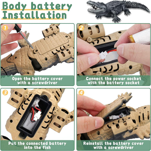 1:18 Swimming 6+ GearRoot Remote Control Crocodile Boat Toy Scale High Simulation RC Crocodile for Pool Bathroom Great