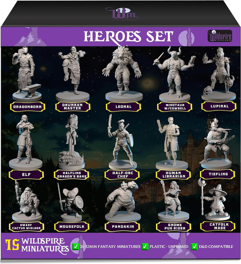 Hero, Player-Character, NPC DND Miniatures, 28mm-32mm Unpainted D&D Minis for Tabletop Fantasy Games