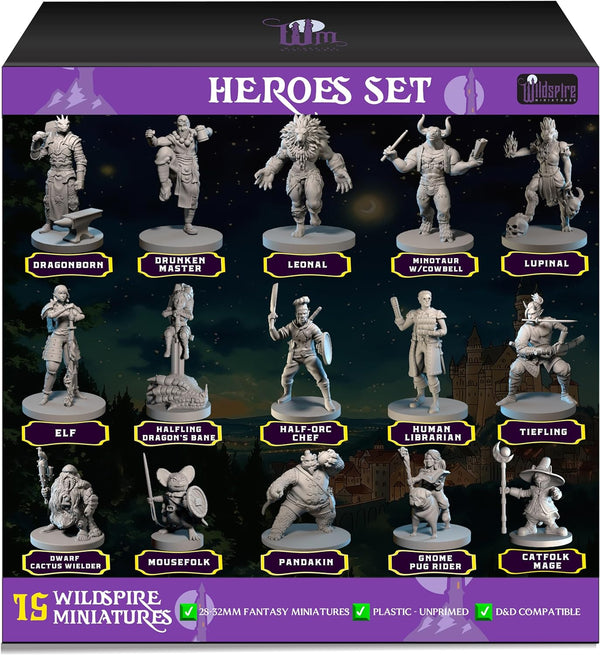 Hero, Player-Character, NPC DND Miniatures, 28mm-32mm Unpainted D&D Minis for Tabletop Fantasy Games
