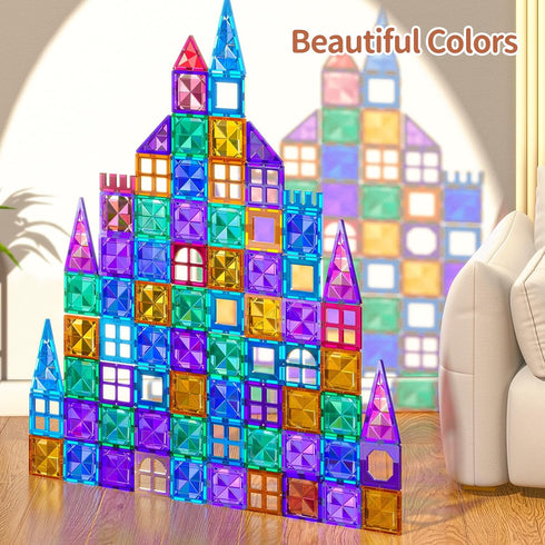 TEMI Magnetic Tiles Building Blocks, Magnets Building Set, Learning Toys, Christmas Gift for Ages 3-8, 80pcs