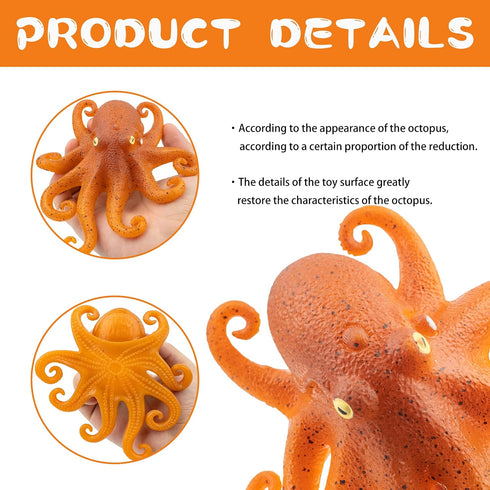 FUNSCENE Mini Realistic Under The Sea Life Figure for Toddler Bath Bathtub, TPR Super Stretch Octopus Toy, Great