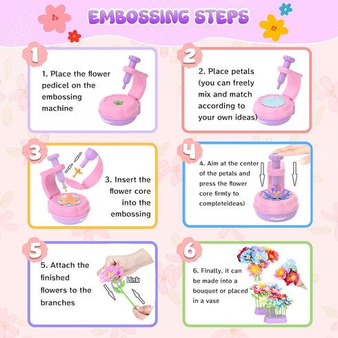 300+PCS 4 5 6 7 8+ GirlsHome Fabric Flower Bouquets Toys, DIY Flower Making Kit for Kids, Arts and Crafts for Kids