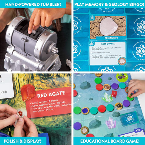 Gemstone Treasures, DIY Rock Tumbler, Tumble & Polish Your Own Gemstones, STEM Kit for Kids Ages 6-9