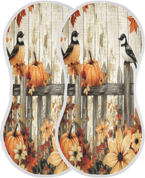 YETTASBIN Fall Pumpkins Muslin Baby Burp Cloth, Super Soft Absorbent Cotton Burp Rag Baby Bibs Feeding Cloth