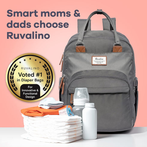 Backpack, Pack RUVALINO Diaper Bag Multifunction Travel Back Maternity Baby Changing Bags, Large Capacity, Waterproof