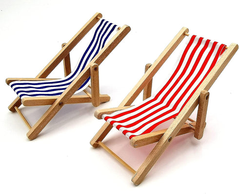 Mini Wooden Folding Beach Chair Dollhouse Decoration, Longue Deck Chair Craft Accessories