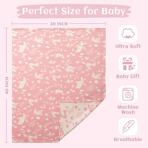 Generic 3-Layer 30"x40", Muslin Cotton Toddler Blanket, Soft and Lightweight Jacquard Baby Blanket for Crib or Bed