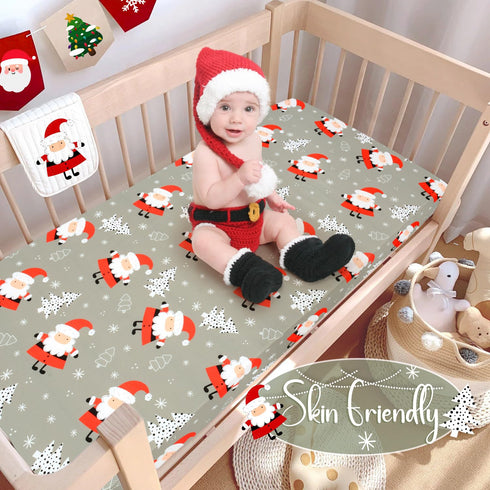UOMNY Christmas Fitted Crib Sheet, Baby Sheet for Standard Crib and Toddler Mattresses, 1 Pack Space Toddler Sheet
