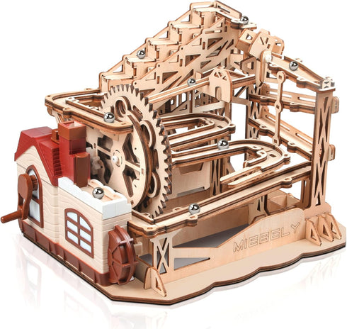MIEBELY DIY Marble Run Model Building Kits, 3D Wooden Puzzles for Adults, Mechanical Gear Engineering Craft Toys