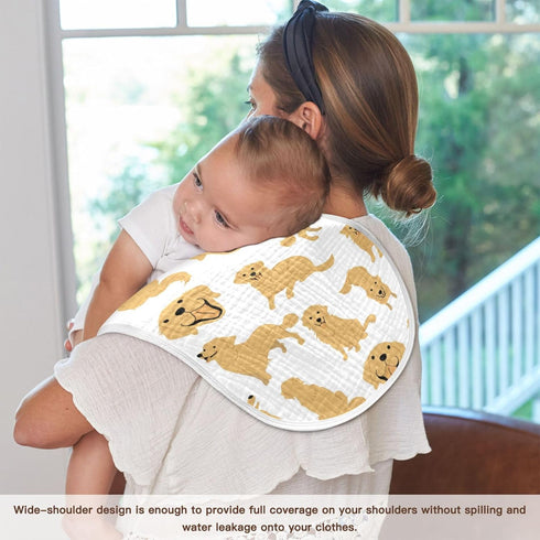 YYZZH 2 Pack 100% Golden Retriever Dog Muslin Burp Cloths for Baby Soft Cotton Baby Washcloths Bibs for Boy Girl