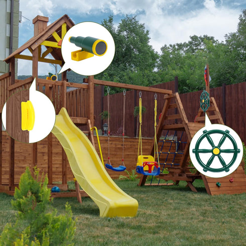 RedSwing Playground Accessories for Kids, Pirate Ship Wheel, Telescope, and Telephone Attachments for Outdoor Backyard
