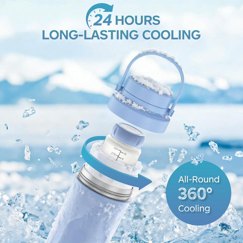 22oz 360 24 Breast Milk Cooler Bottle for Outdoor, Breastmilk Cooler with Total Cooling for Hours & Leak-Proof
