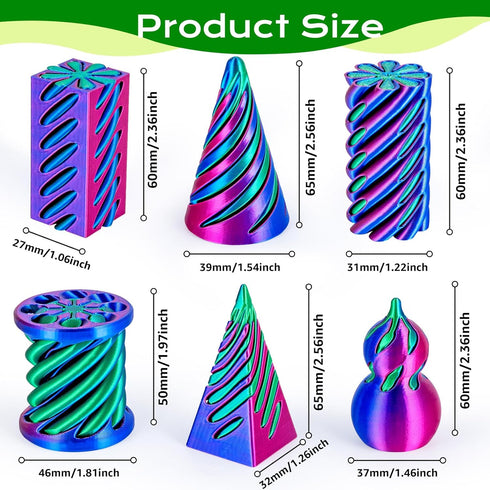 6 Pack 3D 3D 3D Pack1 Spiral Cone Fidget Toys Printed Spiral Fidget Toys Impossible Cone Printed Fidgets Impossible
