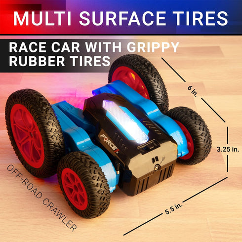 Force1 360 4WD 2.4GHz Tornado Red LED Remote Control Car for Kids- Double Sided Driving Fast RC Cars Flips, Outdoor Off