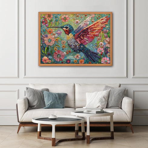 PICKFORU Hummingbird 1000 Puzzles for Adults Pieces, Nature Birds Flower Jewel Art Puzzle, Difficult Crystal Diamond