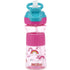 Nuby Thirsty Kids Push Button Flip-it Soft Spout Water Bottle, Easy Grip Band, Pink Rainbows, 12 Ounce