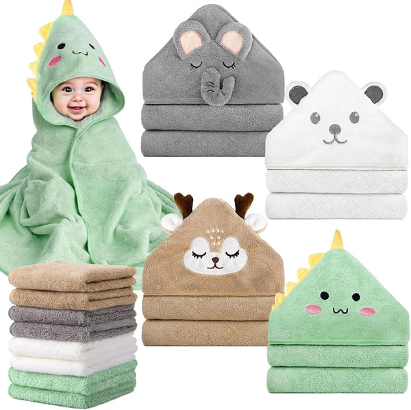 CandyHome 12 PCS Baby Bath Towels Set for Infants Toddlers, 4 PCS