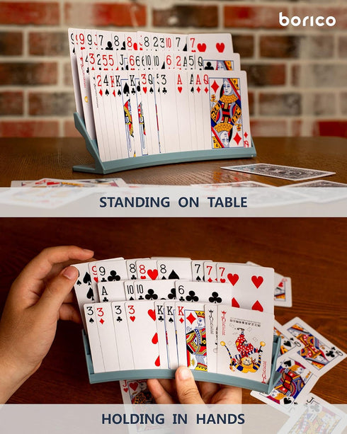 Card Holders for Playing Cards - 2 Pack Stackable Storage Game Card Tray for Kids and Adults with Travel Pouch (Red)