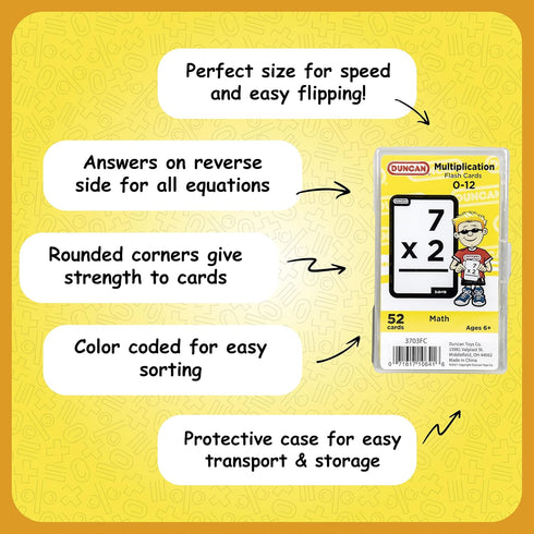 Duncan Flash Cards - Multiplication 3703FC in Yellow & White, Medium