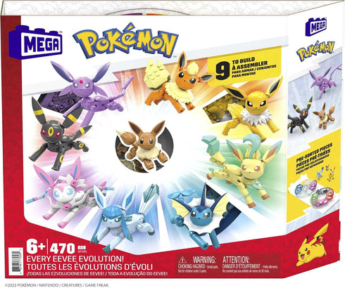 MEGA Pokémon Building Toys Set - Every Eevee Evolution with 470 Pieces, 9 Poseable Characters
