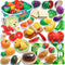 Coogam Pretend Play Food Kitchen Accessories for Kids, Fake Fruits Meats Vegetables