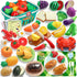 Coogam Pretend Play Food Kitchen Accessories for Kids, Fake Fruits Meats Vegetables